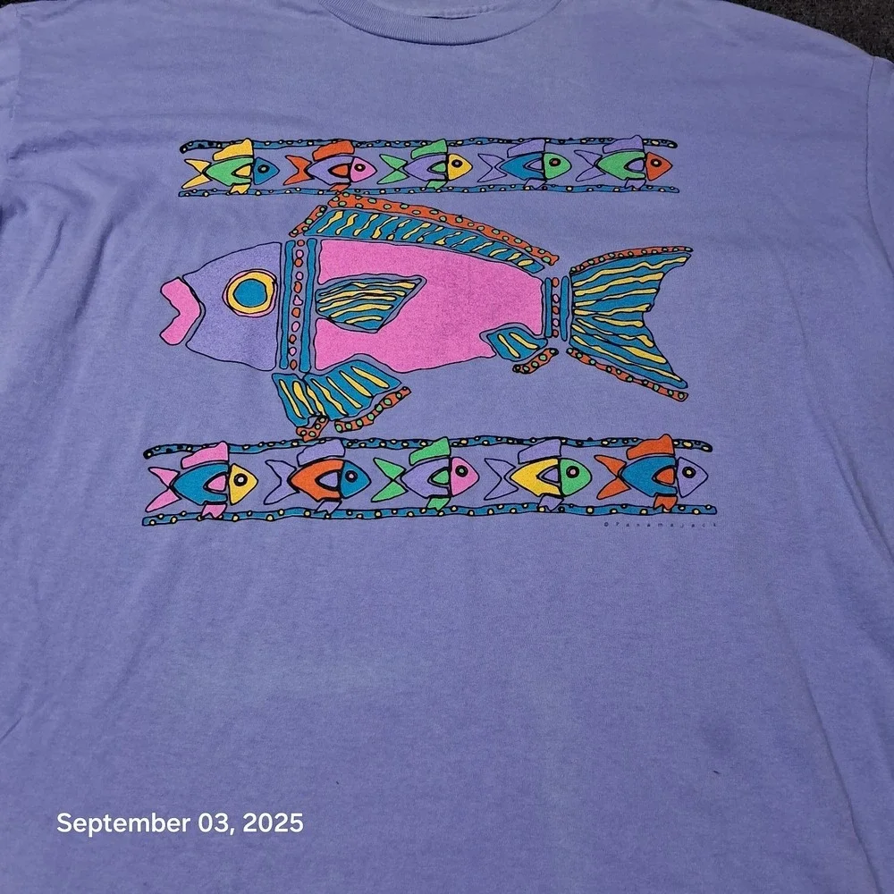 Vintage Panama Jack Florida Fish T Shirt Size XL‎ Blue Beach Surf